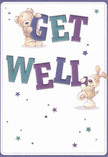 Cheerfully designed, this get well card from Addlestone radiates hope and light. Two adorable figures-a teddy bear and a puppy-are illustrated so expressively, they almost leap from the card, each one joyously supporting the large, colourful 'Get Well' text. The dynamic interplay of indigo and teal hues against a creamy background brings the message into sharp, uplifting focus, just like a vibrant flower display in our Addlestone shopfront. Blue and purple stars twinkle playfully across the image, adding a dreamy, supportive air. The fur of the bear and the puppy's velvety ears appear plush and soft-so vivid it's easy to imagine their comforting presence. As with a thoughtfully chosen bouquet, this card extends not just words but a heartfelt gesture of caring-ideal for sending comfort to anyone recuperating in Addlestone, whether at home near Green Lane or in a local care facility.